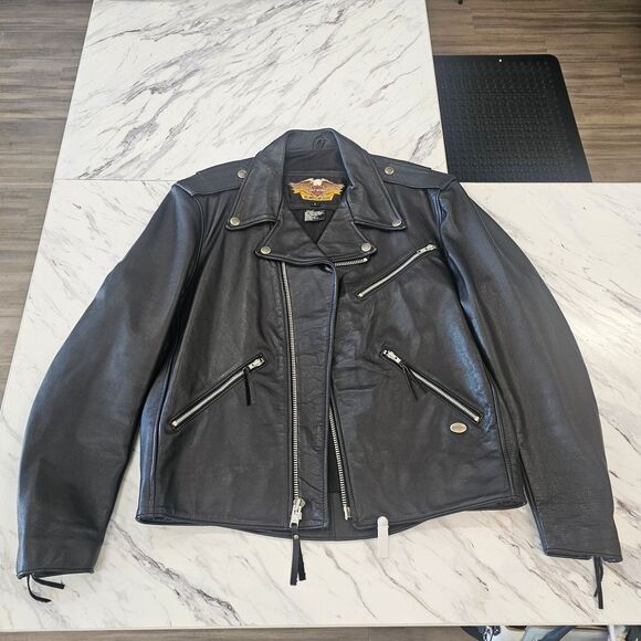 Harley-Davidson Black Leather Jacket with Silver Details - Picture 3 of 9